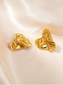 Irregular gold crumpled foil earrings made of premium stainless steel for women - Wavy Heart Style