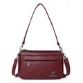 Deep red vintage soft PU leather crossbody bag with adjustable strap and metal hardware - Red