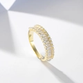 Elegant gold finish ring set with rectangular and round clear zircons on minimalist base - US 6 / 0889 Baguette White Zirconia / Gold