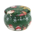 Green Christmas drum-shaped tin jar with Santa and reindeer patterns for candles - 75*50MM C226 Santa Claus Empty Tin
