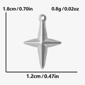 Detaillierte Größentabelle mit 1,8 cm Höhe und 1,2 cm Breite für silberne Sternanhänger - Silber