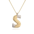 Two-tone gold and silver letter S pendant necklace with hammered texture finish - S