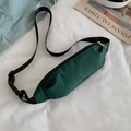 Minimalist dark green nylon waist bag with adjustable black strap and durable buckle - Dark Green