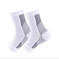 White compression ankle sleeves with black geometric patterns and breathable mesh design - L/XL / White with Black Polka Dots