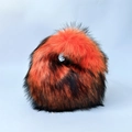 Y2K punk faux fur handbag in striking orange and black contrast with cutout handle - Orange