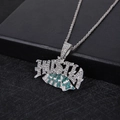 Collana con ciondolo Hustle in argento con strass turchesi scintillanti incastonati - Argento