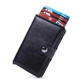 Vertical black crazy horse PU leather credit card wallet with automatic pop-up aluminum box - Crazy Horse Black