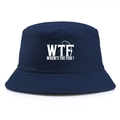Navy blue fisherman bucket hat with Where's The Fish print for outdoor fishing sports - Navy Blue