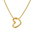 Elegante collana placcata in oro con pendente a cuore irregolare e catena a serpente - Oro
