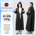Thick black EVA waterproof raincoat for kids and students with drawstring hood - Black (Adult Bundle Mouth 100g)