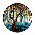 Attrape-soleil rond en acrylique avec motif saule coloré pour décoration de voiture - Arbre Coloré d'Automne (2)