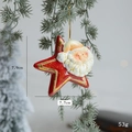 Decorazione a stella in terracotta rossa con rilievo Babbo Natale 3D per l'albero di Natale - Stile Stella