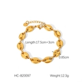 Detailed view of 18K gold-plated pig nose chain bracelet with dimensions 17.5cm and 0.85cm - Coffee Bean Pig Nose Shape Style (HC-B20097)