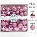 Set di 44 palline di Natale rosa con finiture lucide e glitterate in scatola regalo - 44 Pezzi / Rosa