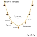 18K gold plated stainless steel necklace featuring natural tiger eye beads - Tiger Eye Stone Necklace (P2087)