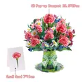 3D pop-up greeting card featuring pink carnations and daisies with a small note card - Carnation