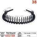 Glossy black plastic wavy headband with long teeth 37.5cm circumference 10.5g hair accessory - Wavy Long Toothed Glossy Black