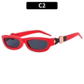 Lunettes rouges vintage à monture étroite avec branches à motif léopard et métal, C2 - Monture Rouge Verres Gris