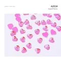 Pink heart-shaped aurora nail rhinestones with crystal facets 6x6mm size - A253 Heart Shape Pink Aurora