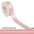 Champagne pink 2.5cm double-sided polyester ribbon roll for elegant gift wrapping - Double-faced Polyester / 2.5cm Wide * 25 Yards / Champagne