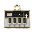 Retro black and white enamel synthesizer keyboard pendant with gold-plated metal finish - Black & White Piano