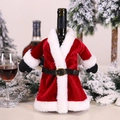 Housse de bouteille de vin de Noël style costume de Père Noël en velours rouge - Style Manteau (G-JT103)