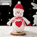 Knitted snowman Christmas gift bag with red polka dot hat, 20x25 cm size - Snowman Apple Bag D