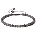 4mm Labradorit Naturstein Perlenarmband mit verstellbarem schwarzem Kordelzug - Labradorit