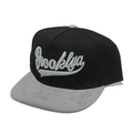 Black and grey Brooklyn embroidered snapback flat brim baseball cap for street style - M (56-58cm) / Black and Gray