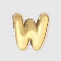 Polished gold metal charm in the shape of letter W for personalized jewelry making - Letter W / 14K Gold