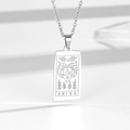 Collar con colgante rectangular Aries de acero inoxidable plateado pulido para mujer - Aries / Color Acero