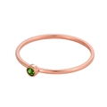Minimalist 18K rose gold twisted ring featuring a round green zircon gemstone inlay - US 5 / Olive Green - Rose Gold Band