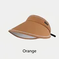 Visera solar naranja con diseño abierto y borde blanco en contraste para mujer - Ajustable / Estilo de Diadema / Naranja