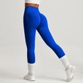 High-waisted seamless scrunch butt yoga leggings in vibrant royal blue sport fabric - Klein Blue
