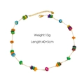 Collar de cuentas de colores con cadena dorada y colgante de sol y concha - Collar de Piedra Solar con Cuentas de Colores