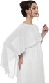 Detailed view of white chiffon shrug showing semi-transparent fabric and rolled edges - White