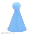 Blue felt birthday party hat for pets with top pompom and adjustable elastic strap - Felt Pom Pom Hat / Blue