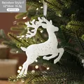 Décoration de Noël renne pailleté blanc modèle F avec finition argentée - Style E (Renne Debout)