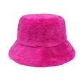 Vibrant rose red faux fur bucket hat featuring a plush and fluffy winter texture - M (56-58cm) / Dark Rose Red