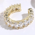 Ear cuff a C placcato oro 14K con zirconi ovali incastonati a pavé lucido - Zircone Bianco Ovale