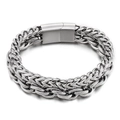 Pulsera de doble capa para hombre en acero de titanio con cadena de dragón y cierre seguro - 19cm / Color Acero