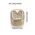 Perla quadrata dorata con lettera M in zircone per creazione gioielli fai da te 9mm - Stile lettera M (YSN214-13)