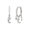 Orecchini 925 argento stella luna croce con cristalli su sfondo bianco - Argento