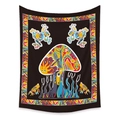Dettaglio arazzo con funghi psichedelici e motivi di rana e serpente per arredo boho - Rana di Fungo Nera ad Alta Saturazione (ZJ509-2) / 73X95CM
