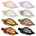 Set of 8 colorful oval duckbill hair clips in various shades like amber and tortoiseshell - Set 27 (Pack of 8)