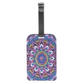 DIY mandala diamond painting luggage tag with colorful rhinestones and leather strap - Symmetric Mandala