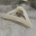 Elegant ivory white geometric hollow claw clip for thick hair with golden spring - Ivory Triangle-11cm