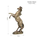 Golden steed statue sculpture with 30cm height and detailed muscle textures - 30x19cm / Bronze Style Golden Rearing Horse