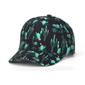 Black cotton baseball cap featuring green cactus prints and small pink floral details - Black Cactus Print Style (42#)