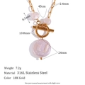 Detailed size chart of irregular pearl necklace with 316L stainless steel chain - Freshwater Pearl Paperclip Chain / 18K Gold